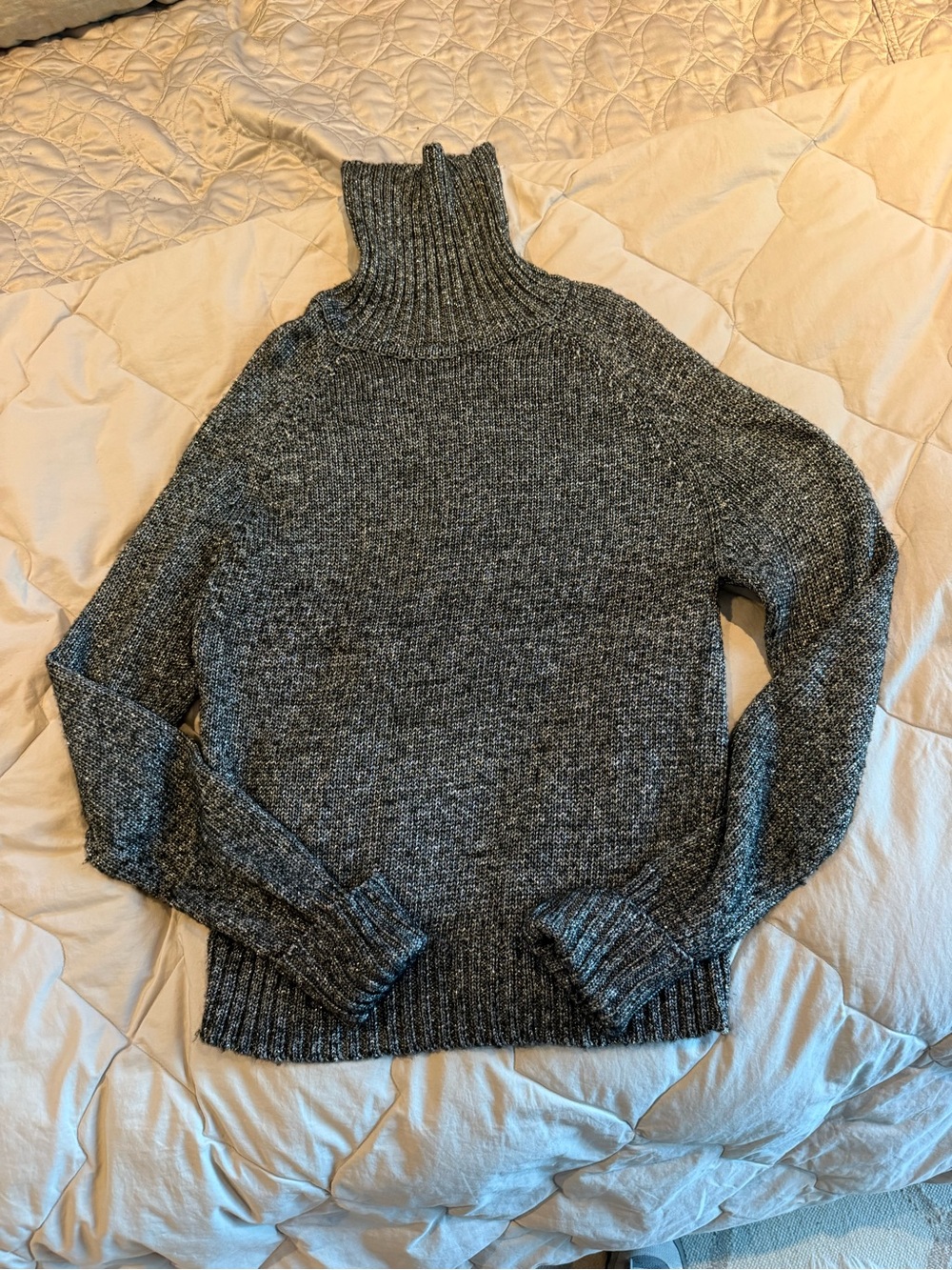 Anthropologie Gray Turtleneck Sweater with Silver Tones